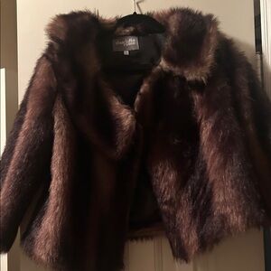 Charlotte Russe Faux Fur Teddy Jacket - Deep Brown